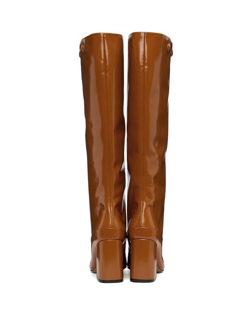 Marni Brown Leather Trunkaroo Knee-High Tall Boots