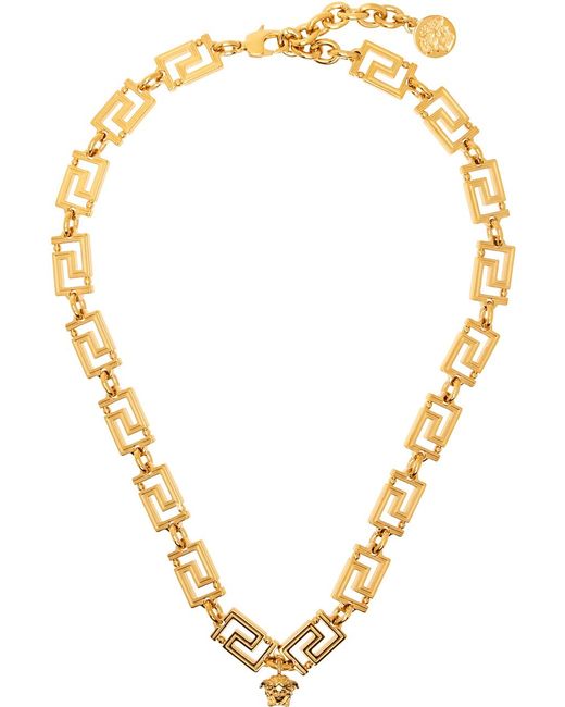 Versace Metallic Gold Greca Necklace