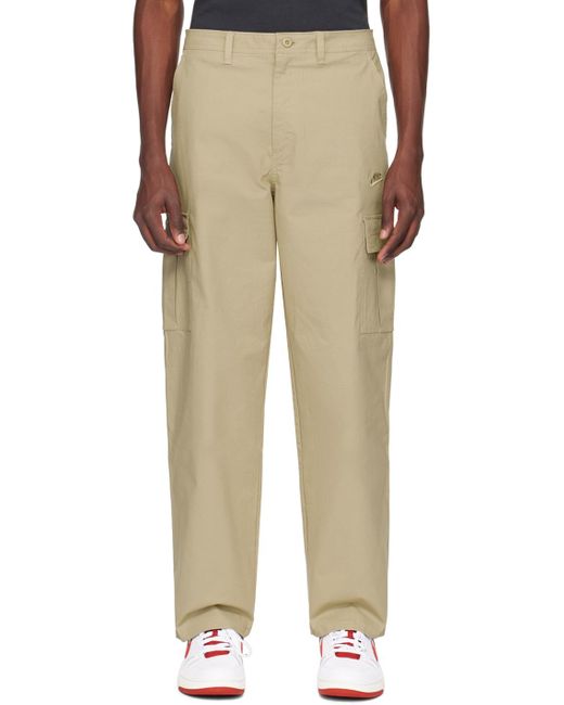 Nike Natural Khaki Embroidered Cargo Pants for men