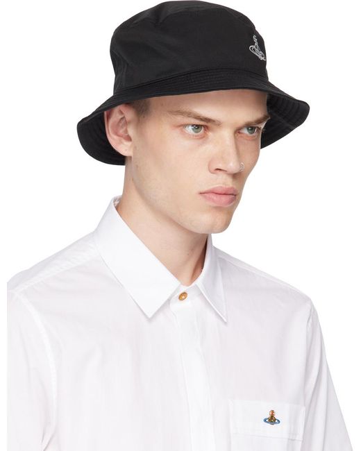 Vivienne Westwood White Black Orb Bucket Hat for men