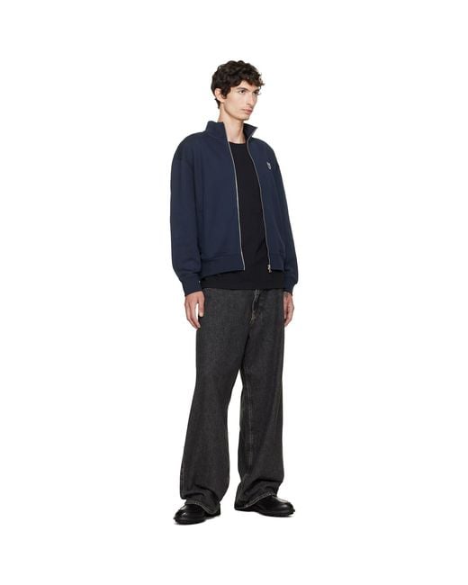 Maison Kitsuné Blue Fox Head Zipped Comfort Sweatshirt for men