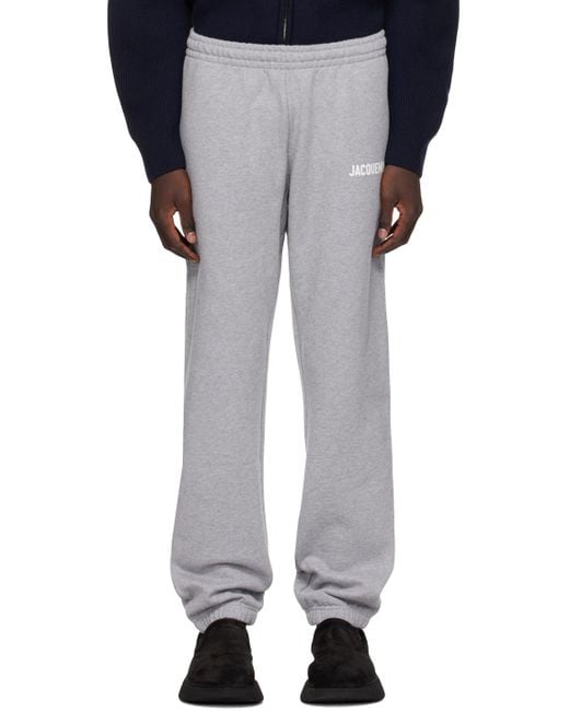Pantalon de jogging en coton biologique à logo imprimé Jacquemus pour homme en coloris Gray