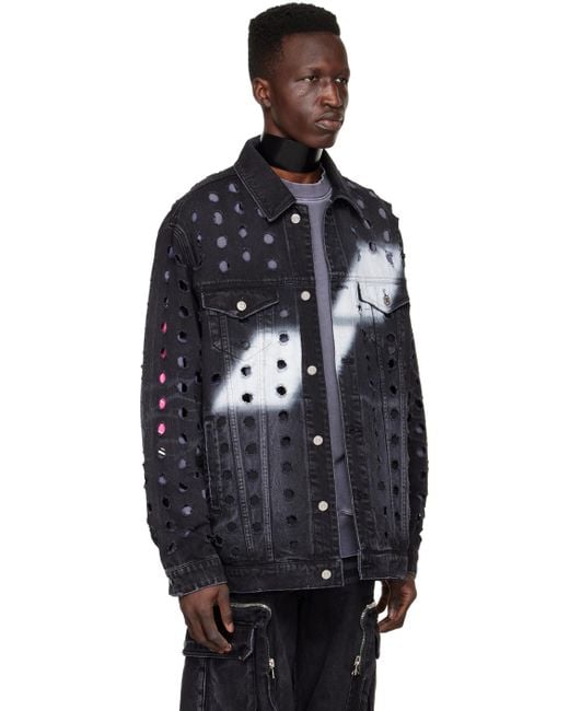 we11done Black Logo Denim Jacket for men