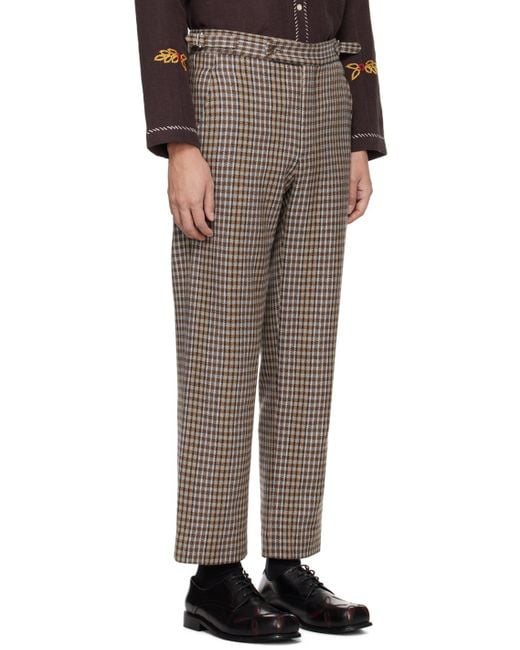 Pantalon marston brun à carreaux Bode pour homme en coloris Black