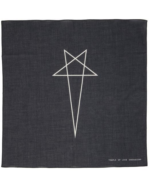Rick Owens Black Tower Penta Bandana Scarf for men