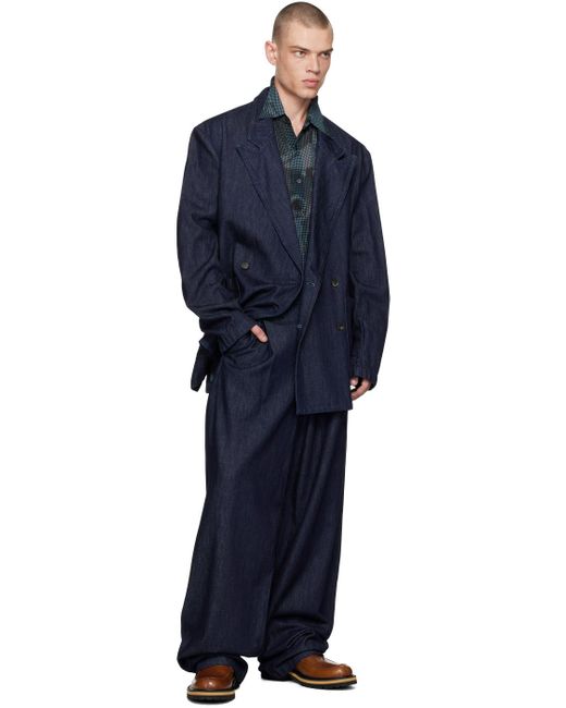 メンズ Dries Van Noten ネイビー タック ジーンズ ブルー | Lyst