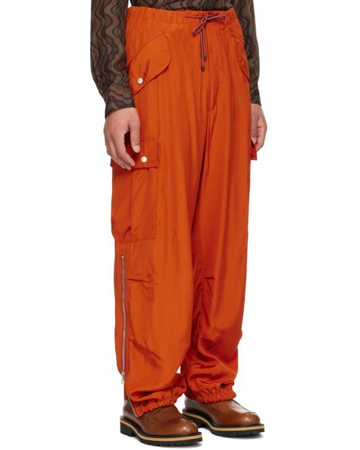 Pantalon cargo à cordon coulissant Dries Van Noten pour homme en coloris Orange