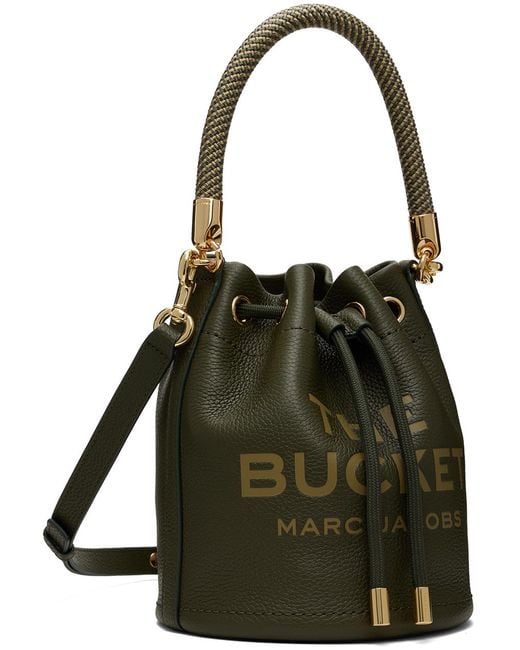 Marc Jacobs Black Green 'the Leather Bucket' Bag