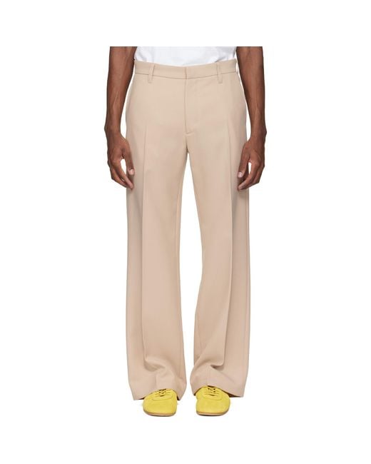 Stockholm Surfboard Club Natural Tailored Bootcut Trousers for men