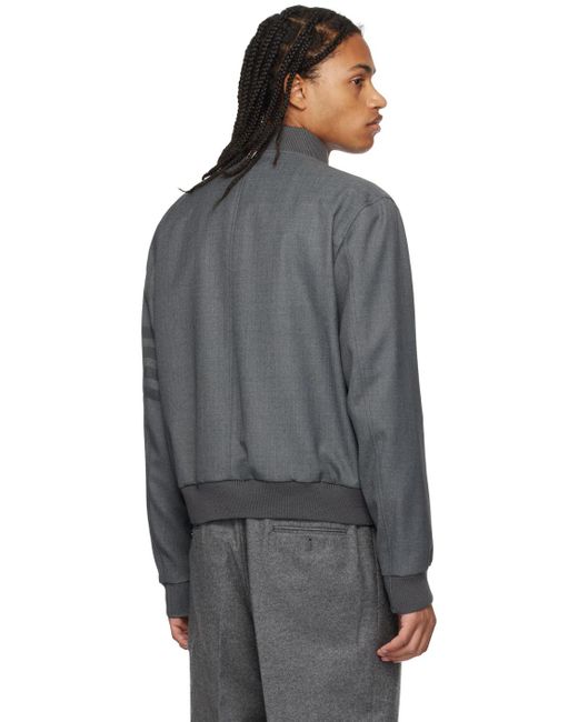 Thom Browne Black Gray 4-bar Jacket for men