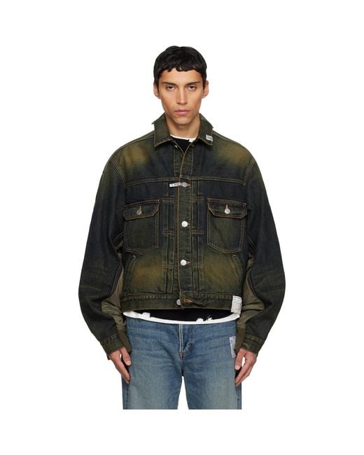 Maison Mihara Yasuhiro Black Khaki & Front Back Combined Denim Jacket for men