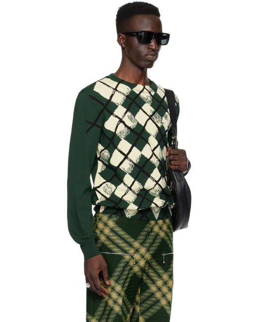 Burberry Green Argyle Sweater for men