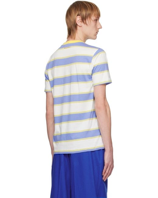 Marni Three-pack Blue & Yellow Stripe T-shirts for men