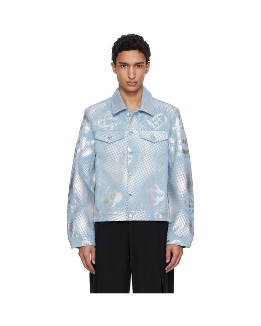 Casablanca Blue Pearlescent Monogram Jacket for men