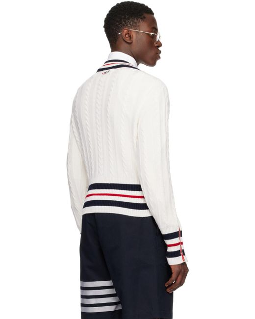 Thom Browne Gray Off- Cable Knit Sweater for men