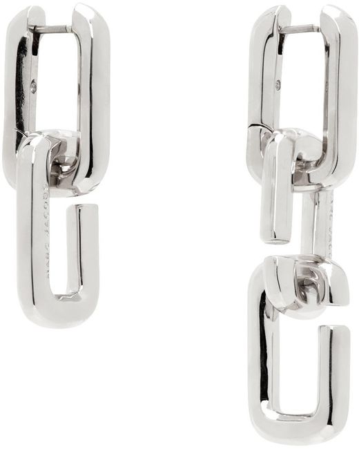 Marc Jacobs White Silver 'the J Marc Chain Link' Earrings