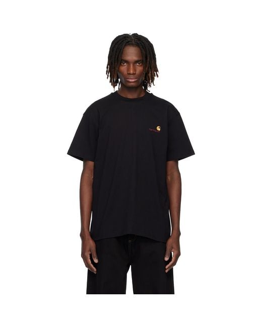 Carhartt Black S/s American Script T-shirt for men