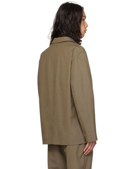 Lemaire Brown Double-breasted Blazer for men