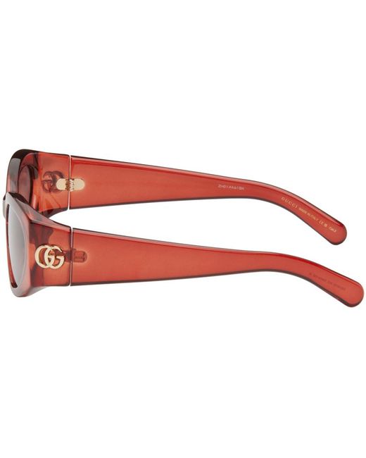 Gucci Multicolor Red Oval Sunglasses for men