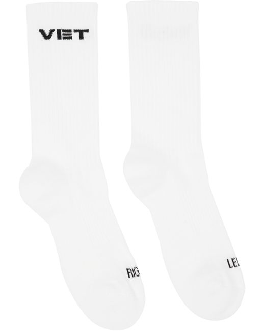 Vetements White Two-Pack 'Vet' Socks for men