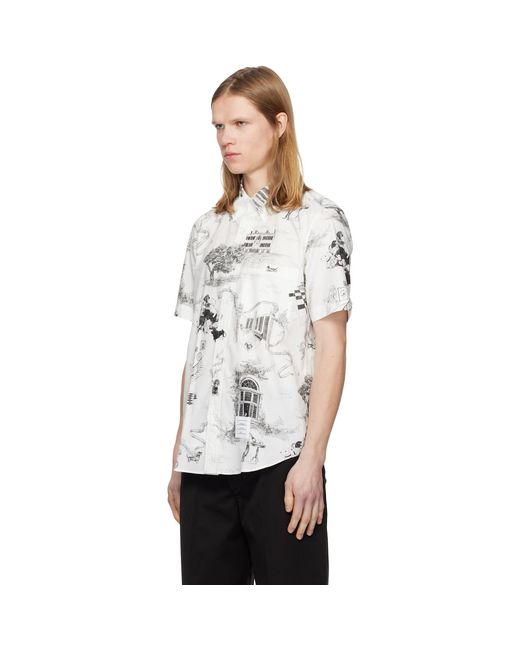 Thom Browne Black Off- Poplin Hector Toile Short Sleeve Shirt for men