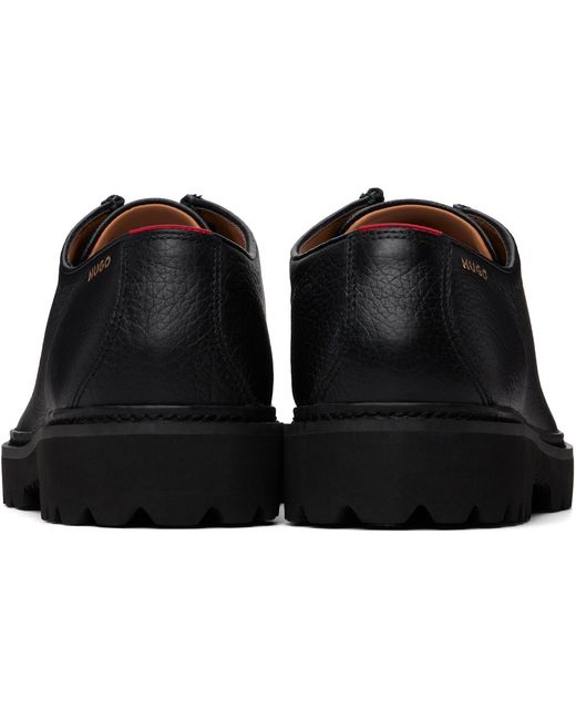 HUGO Black Tumbled Leather Derbys for men