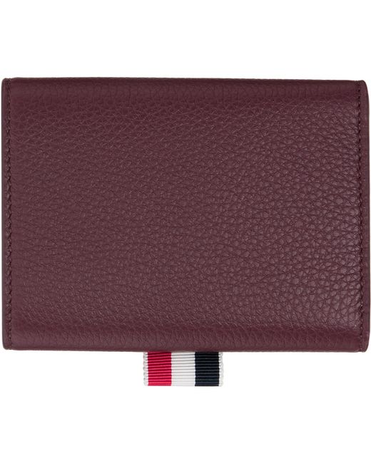 Thom Browne Purple Burgundy Soft Pebble Grain Trifold Wallet for men