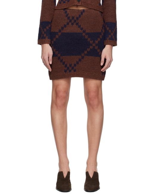 J.W. Anderson ネイビー＆ブラウン Fairisle ミニスカート Black