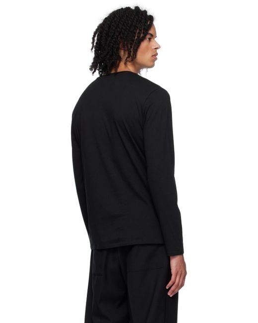 T-shirt à manches longues noir à col ras du cou Lacoste pour homme en coloris Black