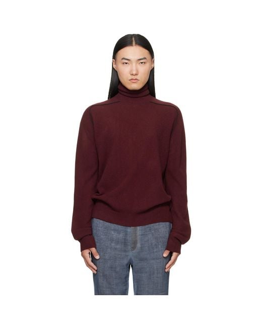 Maison Margiela Red Burgundy Virgin Wool Turtleneck for men