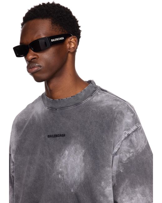 Balenciaga Black Rectangular Sunglasses for men