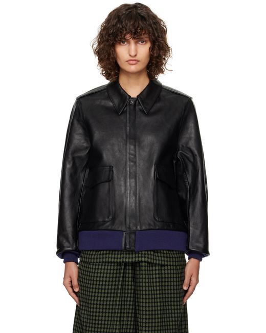 Needles Black A-2 Leather Jacket