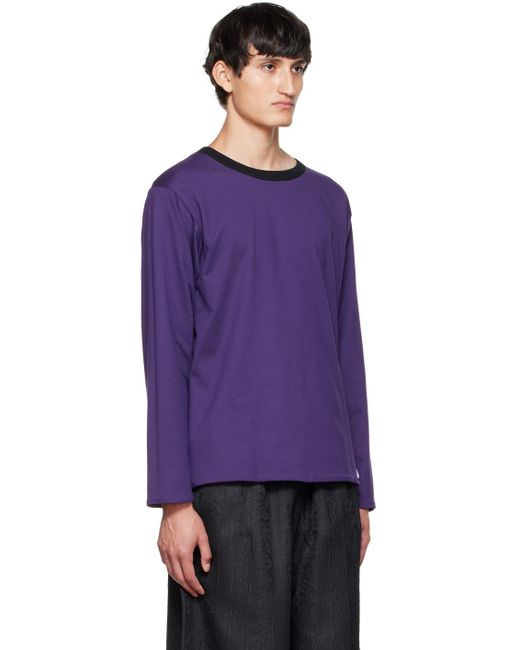 Mens T-shirts Needles T-shirts Needles Synthetic Purple & Off-white Long Sleeve Reversible T-shirt in Blue for Men 