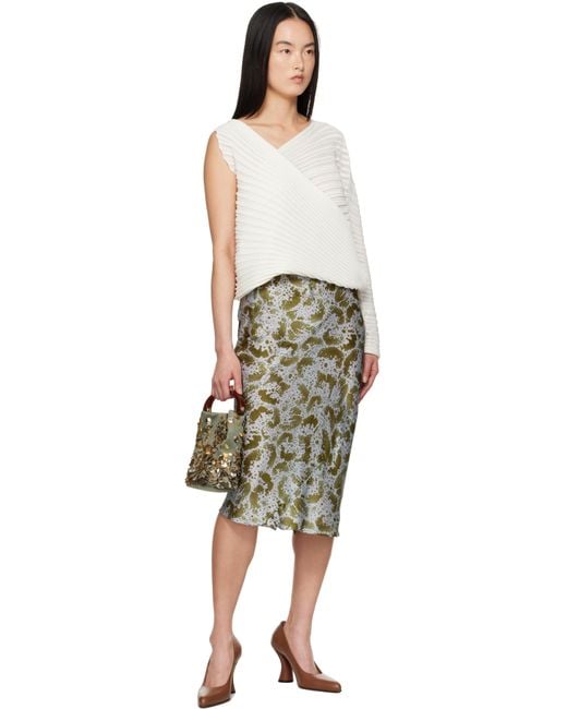 スカート DRIES VAN NOTEN PRINTED SILK MIDI SKIRT Green Pleated printed silk-blend midi skirt | DRIES VAN