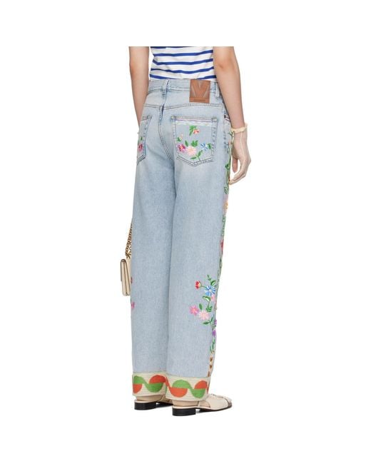 Valentino Multicolor Embroidered Jeans