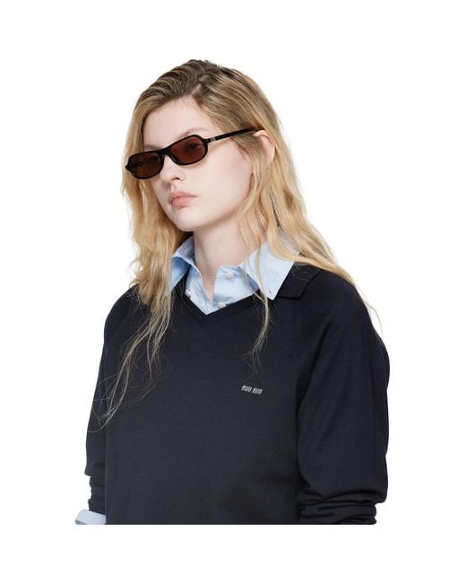 Miu Miu Brown Rectangular Sunglasses