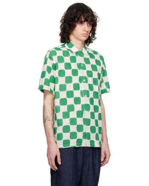 Chemise blanc cassé et vert à carreaux Drake's pour homme en coloris Green