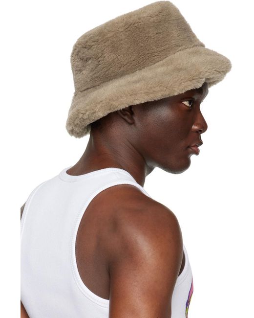 Chapeau bob technique taupe en fourrure synthétique Ganni pour homme en coloris Green
