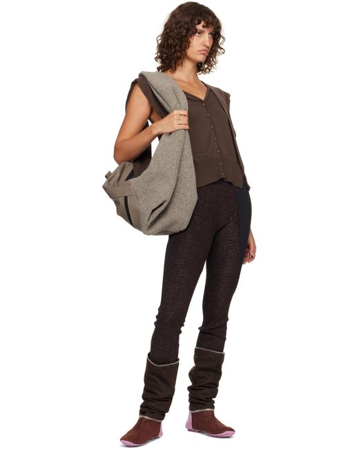 OTTOLINGER Gray Taupe Neoprene Wool Leather Bag