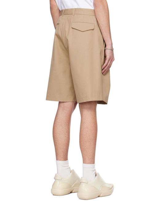 Lownn Natural Pleated Shorts for men