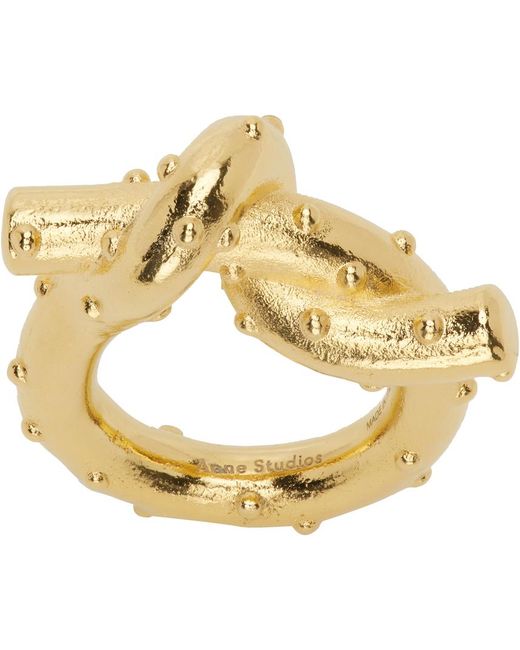 Acne Metallic Gold Axelia Ring for men