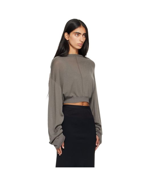 Rick Owens Brown Tower Cropped Tunic Hoodie