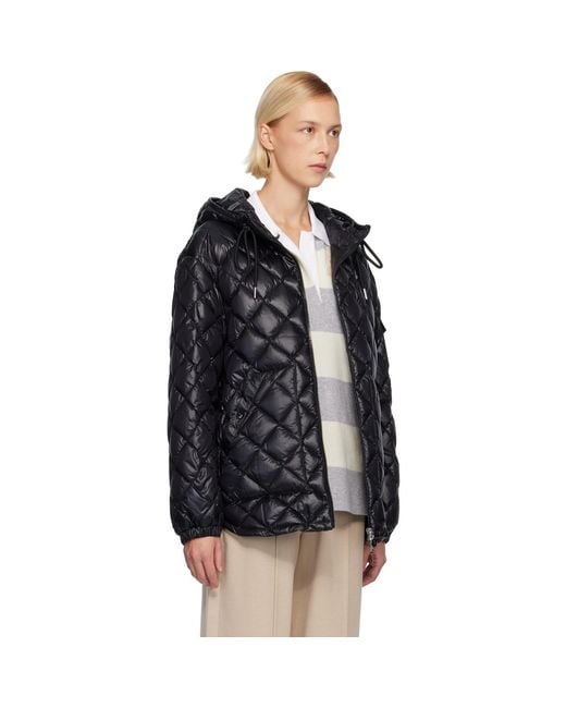 Moncler Black Diamond-Quilted Hooded Short Down Jacket