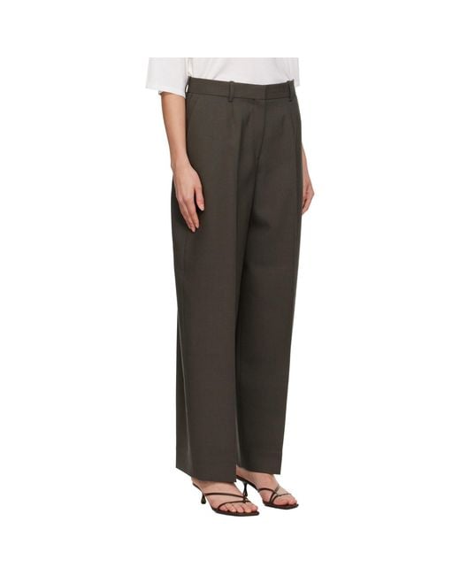 Totême Black Khaki Wide Tailored Trousers