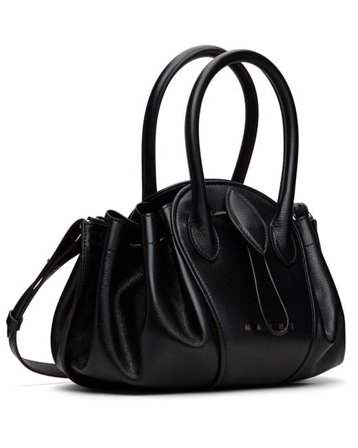 Marni Black Leather Tulipea Small Bag