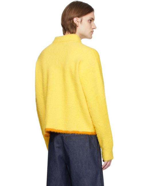 Jacquemus Yellow Polo Neve Brushed-knit Sweater for men