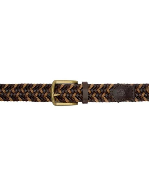 Noah NYC Brown Braided Leather Belt for men