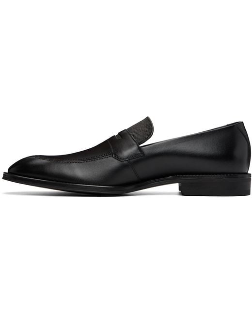 Boss Black Textu-tongue Leather Loafers for men