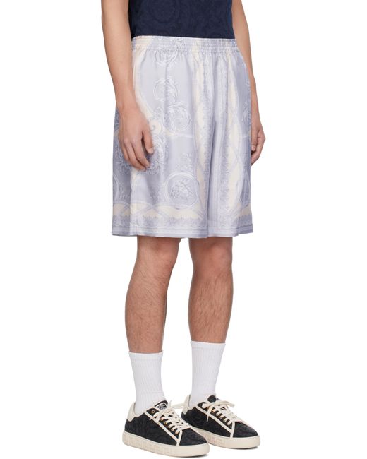 メンズ Versace グレー 'La Coupe Des Dieux' シルク ショートパンツ Blue