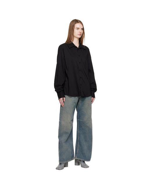 MM6 by Maison Margiela Black Poly Cotton Shirting Long-Sleeved Shirt